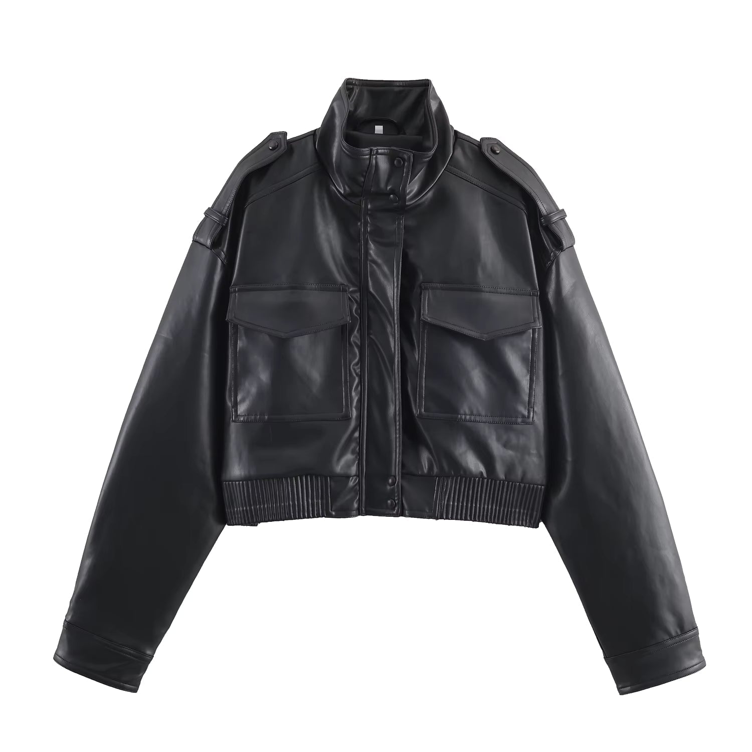 ZEYA - Sofia Faux Leather Bomber Jacket