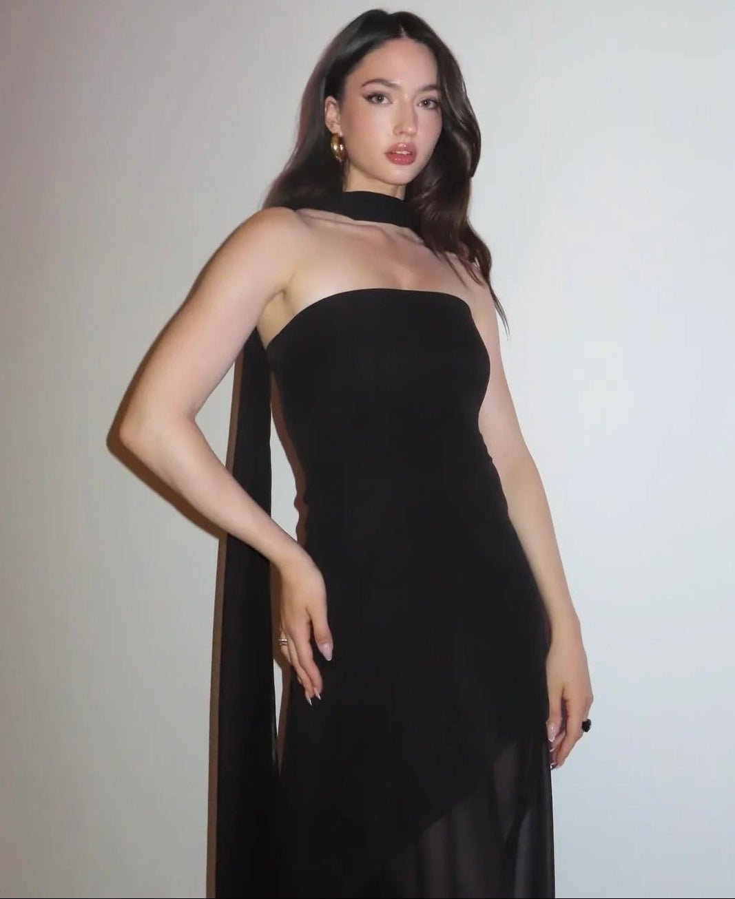 ZEYA - Sophia Asymmetric Sheer Maxi Dress