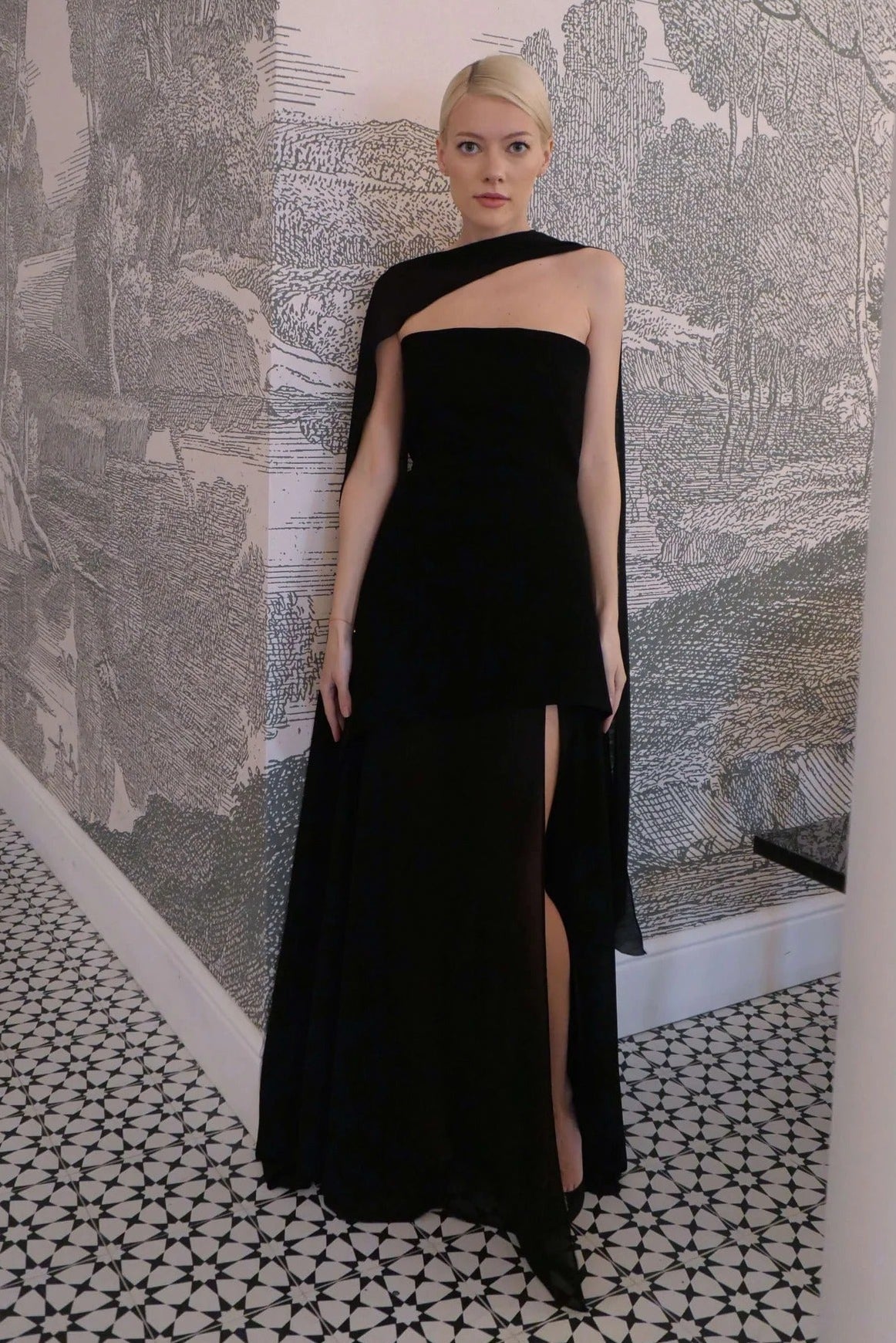 ZEYA - Sophia Asymmetric Sheer Maxi Dress