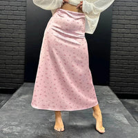 Sabrina jupe midi imprimée en satin taille haute