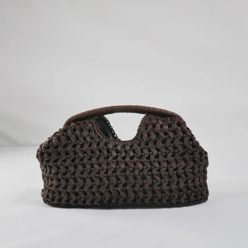 ZEYA - Sophia Woven Straw Shell Clutch