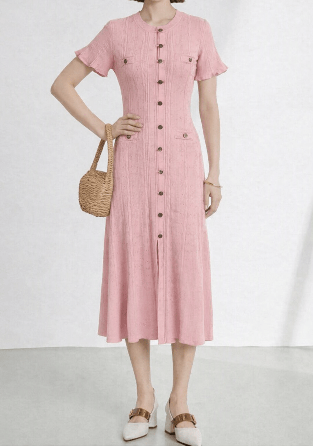 ZEYA - Soraya French V-Neck Knitted Slit Dress