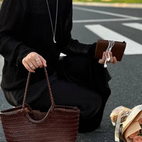 Sac cabas Tatum en simili cuir tressé à la main