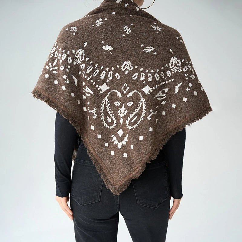 ZEYA - Terry Knitted Fringed Square Scarf