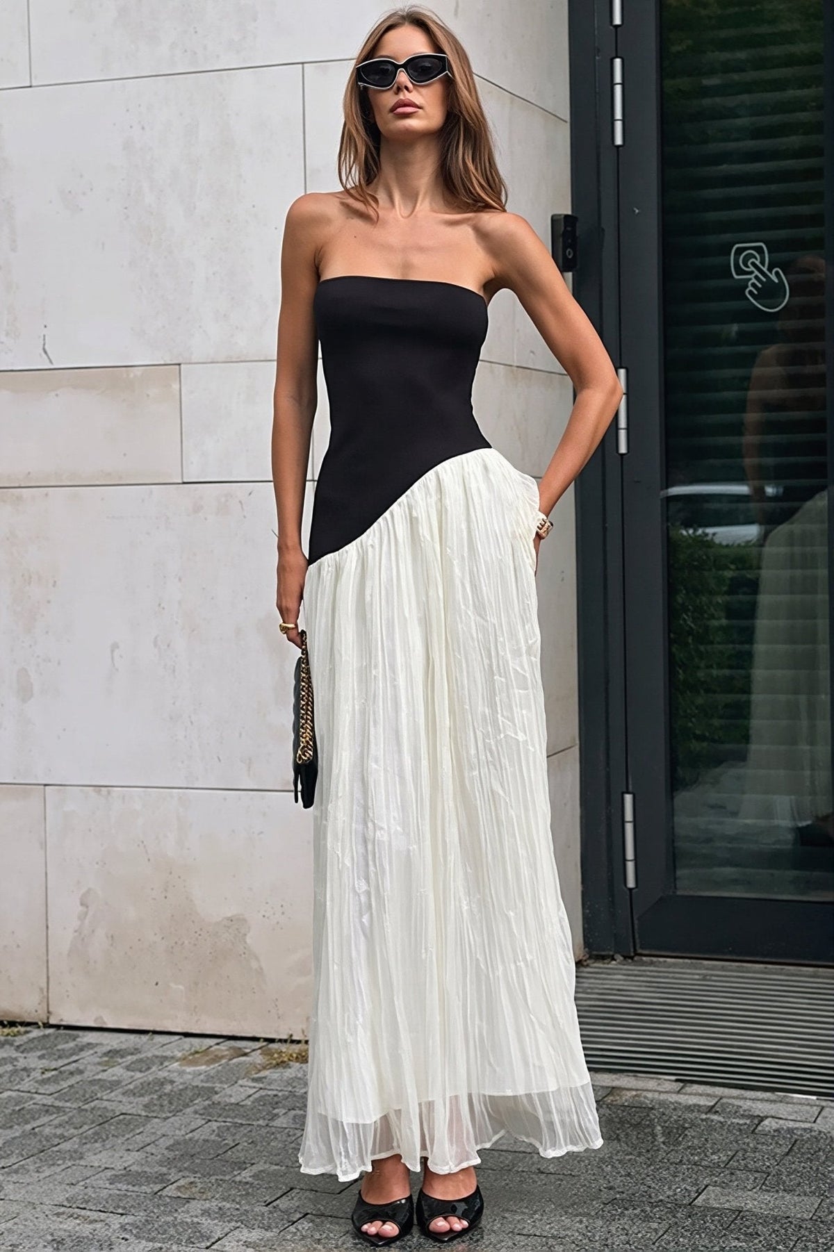 ZEYA - Tessa Contrast Irregular Maxi Dress