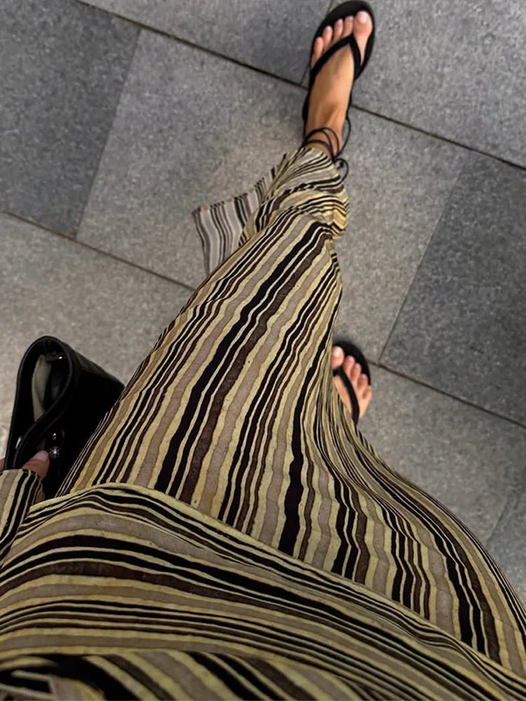 ZEYA - Tessa Striped V-Neck Maxi Dress