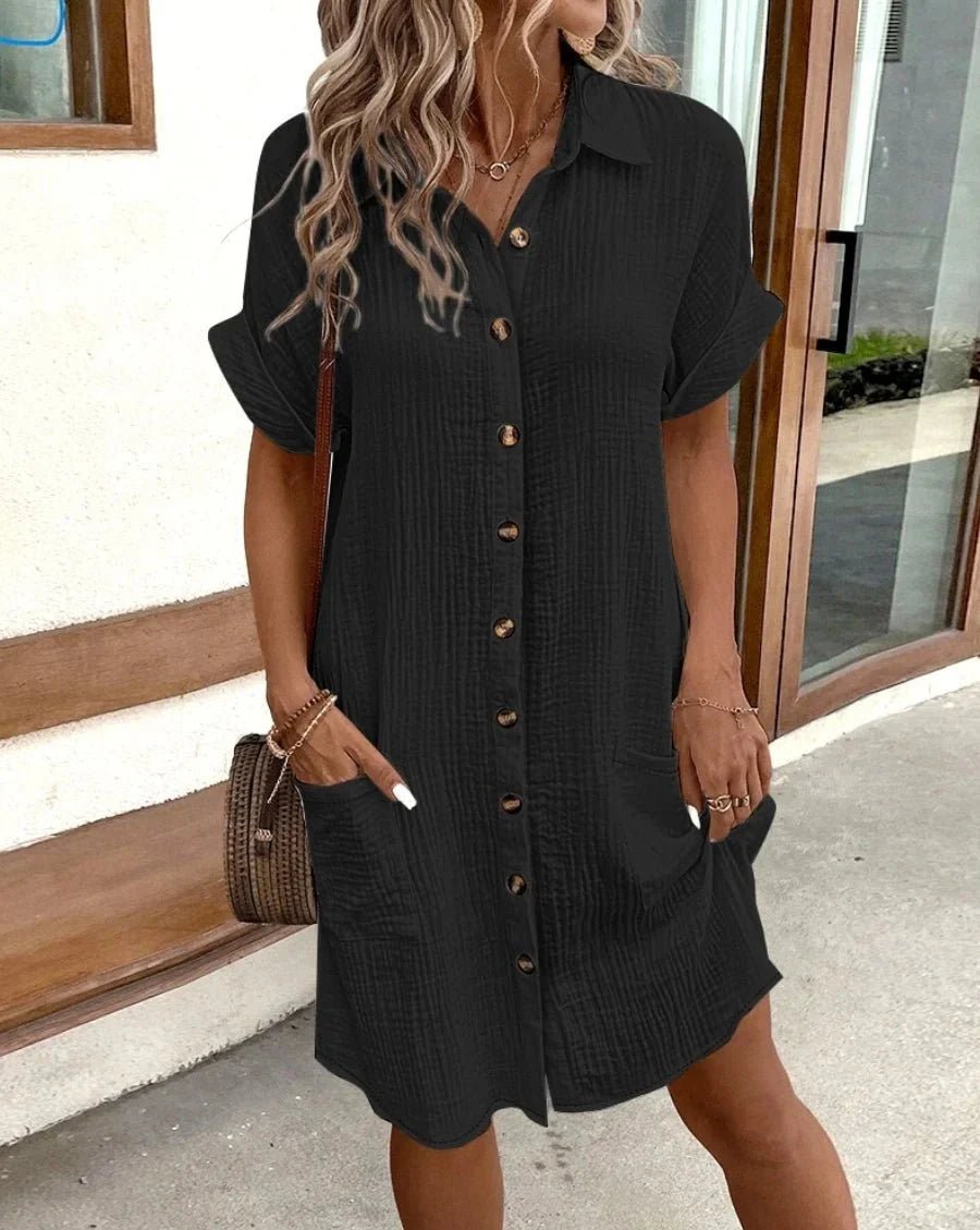 ZEYA - Themis Cotton Linen V - Neck Mini Dress