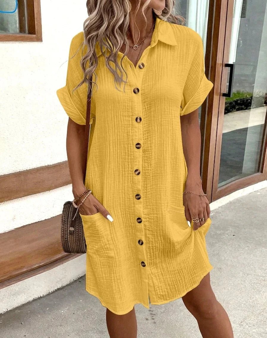 ZEYA - Themis Cotton Linen V - Neck Mini Dress