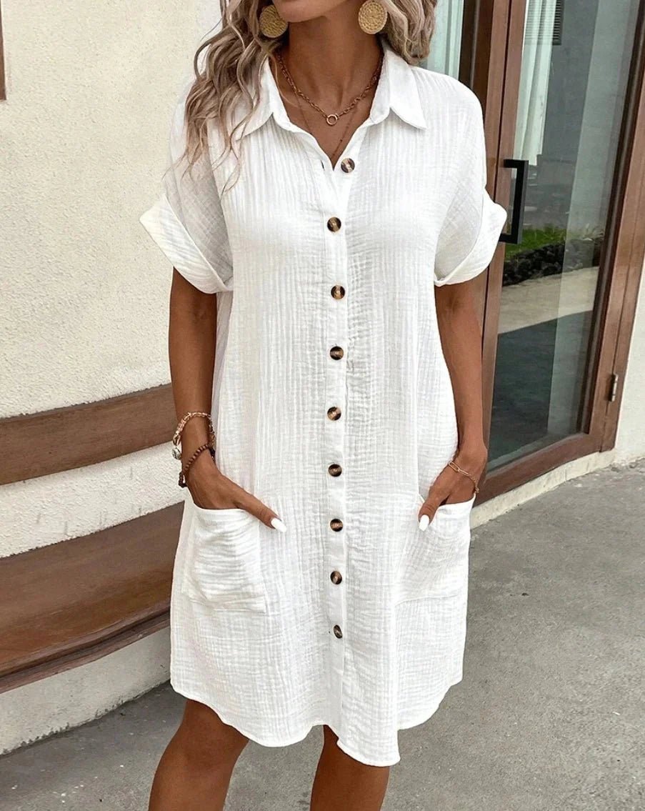 ZEYA - Themis Cotton Linen V-Neck Mini Dress