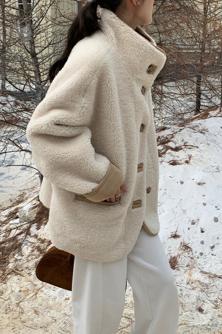 ZEYA - Tiara Stand Collar Faux Fur Coat