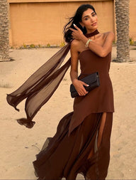 Melissa Mesh trägerlose Maxi-Kleid