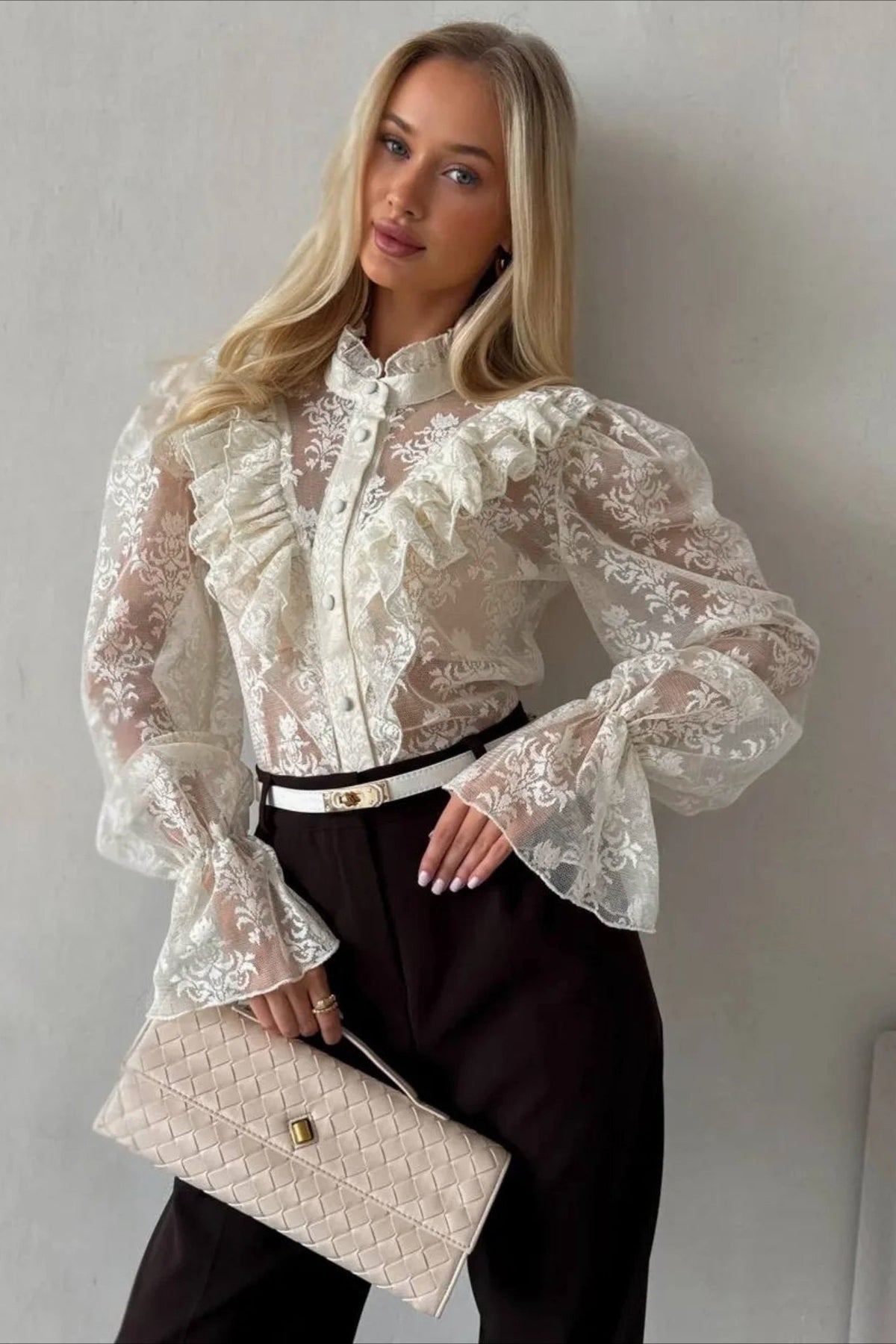 ZEYA - Valerie Ruffle Lace Sheer Blouse