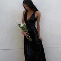 Venus Satin Open Back Maxi Dress