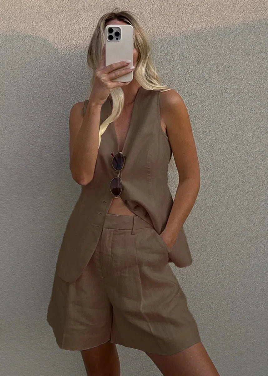 ZEYA - Vera Tailored Vest and Shorts Set