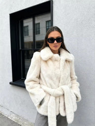 Manteau en fausse fourrure ceinturé Veronica