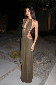Abito lungo Vianne con arricciature e cut-out