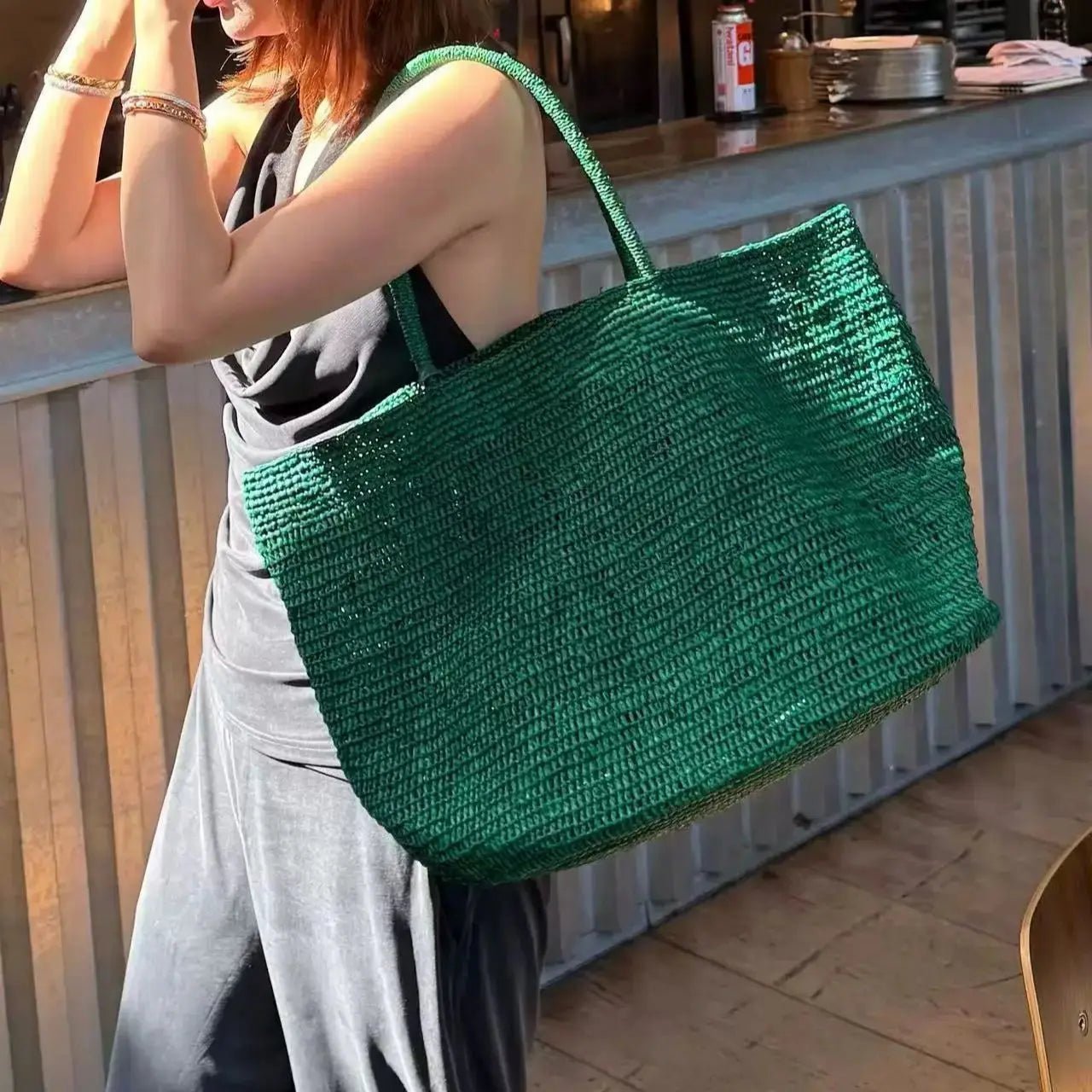 ZEYA - Vivienne Handwoven Rattan Tote