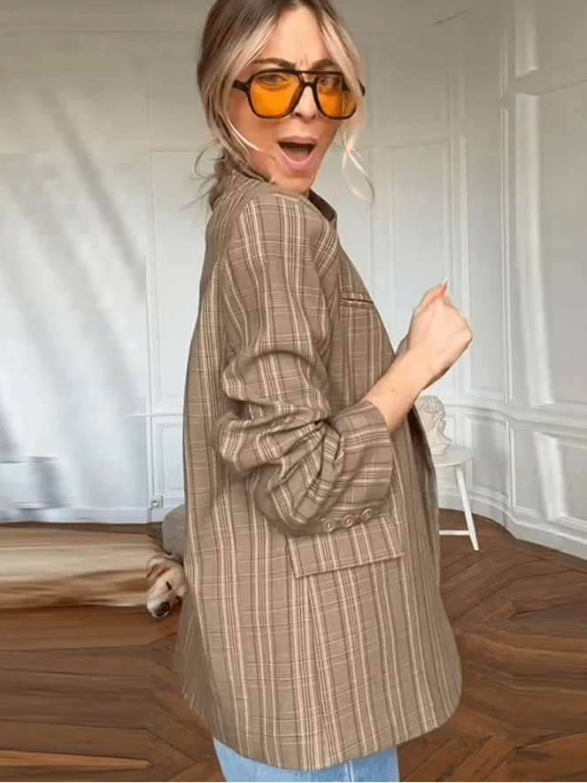 ZEYA - Willow Stand Collar Striped Suit Jacket