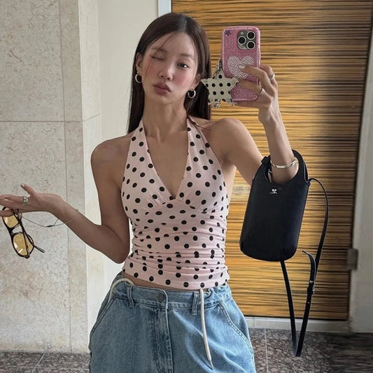 ZEYA - Wren Polka Dot Off - Shoulder Tank Top