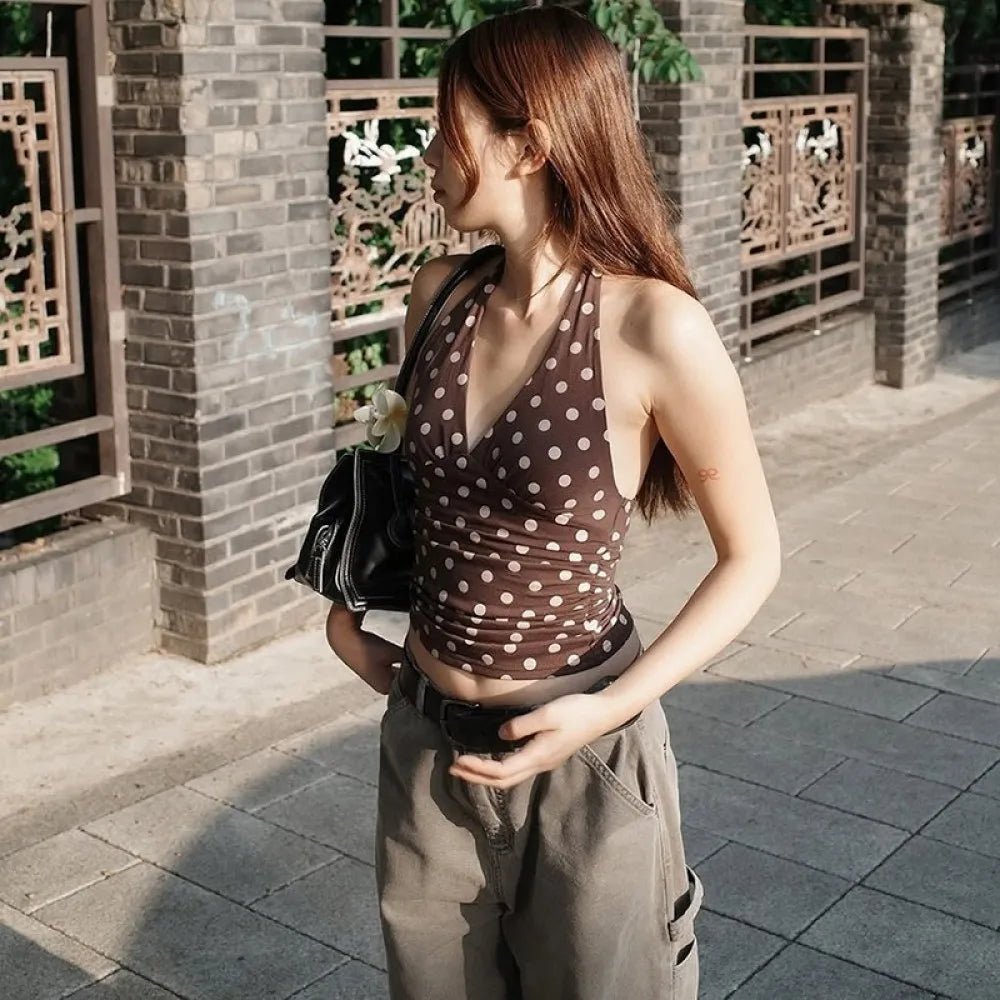 ZEYA - Wren Polka Dot Off - Shoulder Tank Top