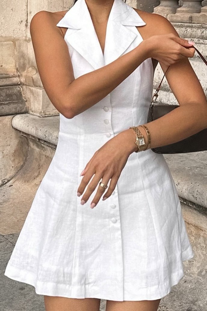 ZEYA - Yza Backless Buttoned Mini Dress