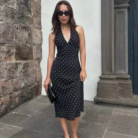ZEYA - Zoe Polka Dot Halter Midi Dress